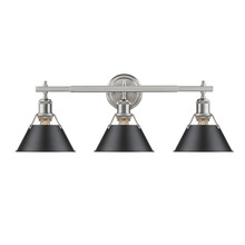  3306-BA3 PW-BLK - Orwell 3-Light Vanity Light in Pewter with Matte Black